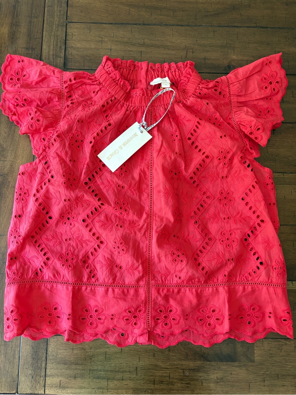 Jennifer and Grace summer eyelet cute top small NWT